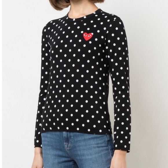 Comme des Garcons Navy Play Polka Dot T-Shirt Small - Picture 1 of 6